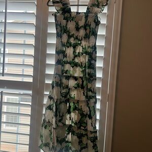 Hill House Green and White Floral Midi Dress